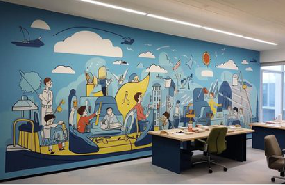 西畴办公室墙绘的特点。