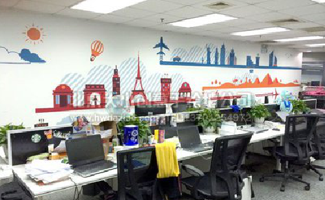 西畴教你设计办公室墙绘的方法。